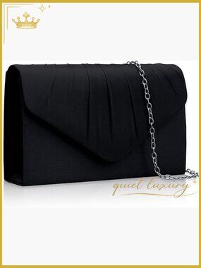Elegant Satin Evening Clutch Purse for Women, Pleated Envelope Party Handbags